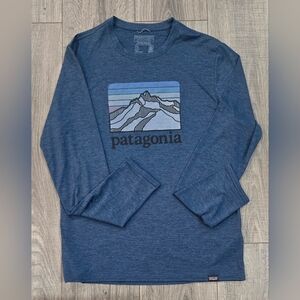 Patagonia Men's Blue Long-Sleeve Graphic Crewneck Sweatshirt